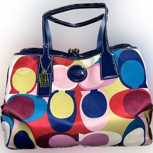 Coach signature scarf print satchel